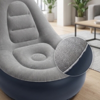 Fauteuil gonflable avec repose-pieds, surface floquée, canapé gonflable portable pour salon, balcon, usage intérieur et extérieur