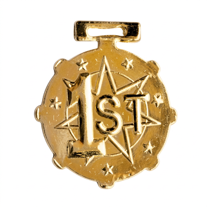 Médaille d'or plaquée en alliage de zinc, motif étoile 1ère place, gaufrée, cadeau promotionnel - Product Image 1