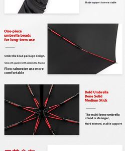 Parapluie Squelette Rouge 8 Baleines Entièrement Automatique, Protection Solaire Intégrale en Fibre, Pliable, Cadeau Publicitaire Personnalisable – Approvisionnement Direct Usine - Product Image 6