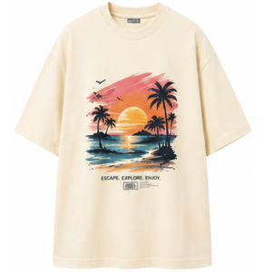 T-shirt en coton surdimensionné à séchage rapide avec logo frontal, col rond, manches courtes, décontracté, pour l'été, la plage, le streetwear, pour hommes et femmes, ODM - Product Image 3