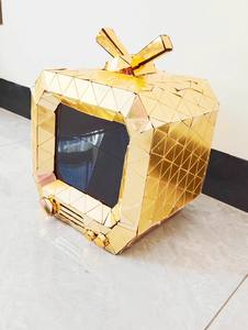 Couvre-chef en argent doré TV miroir réfléchissant masque télévision fête cosplay masque <span class=keywords><strong>casque</strong></span> pour discothèque - Product Image 2