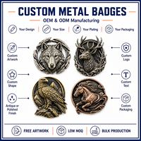 Badges métalliques 3D personnalisés en relief animalier, épingles de revers moulées sous pression, motifs loup, cerf, aigle, cheval, style antique