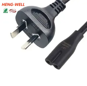 Kabel Daya 2 Pin standar Australia tembaga murni kabel listrik 7.5A 250V SAA kabel ekstensi peralatan rumah tangga