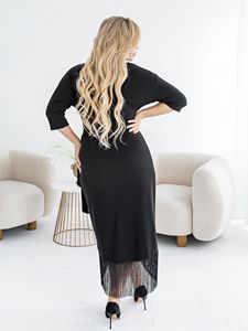 Nouvelle robe en satin unie pour femmes, automne-été, grande taille, simple, amincissante, anti-âge, impression numérique, robe midi - Product Image 3