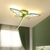Lustre en acrylique vert monstre dragon pour chambre de garçon, protection oculaire, dessin animé, intérêt pour les dinosaures, plafonnier pour chambres d'enfants
