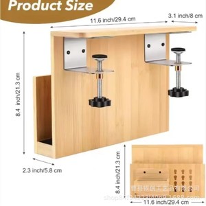 Wooden Desk Side <b>Storage</b> Rack Adjustable <b>File</b> Organizer For Office Stationery Holders - Product Image 4