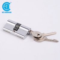 Cylindre de serrure de porte en laiton à double ouverture de 60 mm avec clé à bouton, 3 clés, profil européen, à ouverture simple