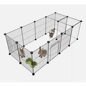 Parc pour animaux de compagnie bricolage panneaux de clôture en fil métallique intérieur cochon d'inde petits animaux Habitatdiy cage à lapins/ventilateur pour chien hérisson/clôture de cour portable - Product Image 2