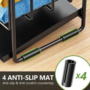 Étagère de rangement pour évier de <span class=keywords><strong>cuisine</strong></span> en métal à 2 niveaux avec supports flexibles pour brosse à vaisselle et éponge pour le rangement sur le comptoir - Product Image 5