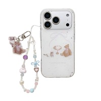 Étui de téléphone en cuir PU et acrylique double couche antichoc avec motif mignon de panda et de chat coréen pour les séries 13/14/15