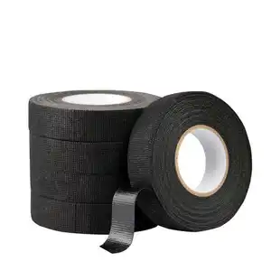 Anti Oem 19Mm Gemakkelijk Te Scheuren Zwarte Stof Auto Auto Auto Interieur Flanel Stof Kabelboom Tape