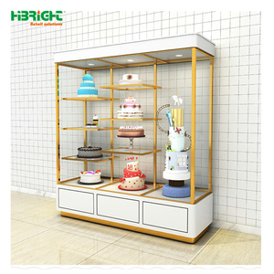 Vitrina Exhibidora de Panadería Moderna y Lujosa con Marco Dorado, Puertas de Vidrio y Base de Almacenamiento para Supermercados y Tiendas de Comestibles - Product Image 4