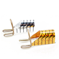 Supports d'ongles carrés français en aluminium (5 pièces) pour extensions d'ongles, dorés/argentés, amovibles, lavables et réutilisables