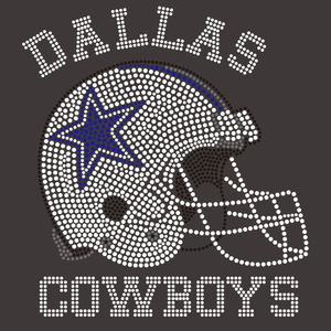 Cowboys voetballogo helm gepersonaliseerde hittepers bling kristallen strijk-op strass transfermotief voor kleding - Product Image 1