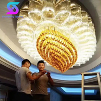 Lustre moderne de luxe en cristal, lampe de plafond, design LED personnalisé, température de couleur réglable 2700-6000K, garantie 5 ans, salles de banquet