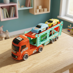 Juego de Juguetes de Camión de Policía con Remolque para Niños, con Mini Coches de Plástico de Fricción - Product Image 3