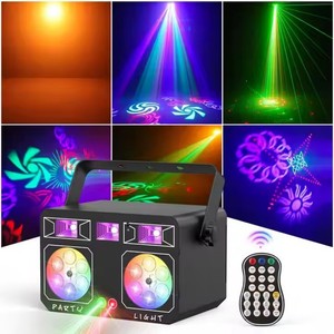 Lampu Laser efek 5in1, cahaya pesta DJ dengan Remote kontrol suara panggung disko Bar gudang DJ KTV Bee Eye strobo - Product Image 3