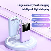 Batterie Li-Polymère Ultra Mince 22,5W/20W, Charge Rapide Type-C, Capacité 10 000 mAh, Comprend 4 Câbles Intégrés