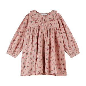 बेबी गर्ल ढीली गुलाबी रंग का लाल फूल प्रिंट ड्रेस स्वीट लक्जरी पार्टी छोटे रूफले डिजाइन जन्मदिन के फूलों के बच्चों की फटी - Product Image 1