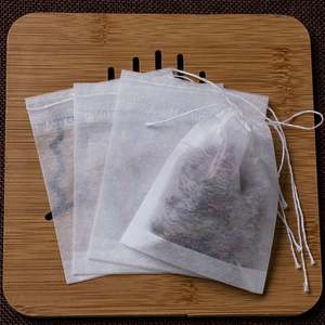 Bolsas de té biodegradables con cordón Bolsa de algodón de malla desechable con cuerda Embalaje de algodón blanco para té - Product Image 2