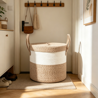 Grand panier de rangement tressé de style moderne et luxueux, écologique, avec poignée durable, panier à linge pliable avec couvercle