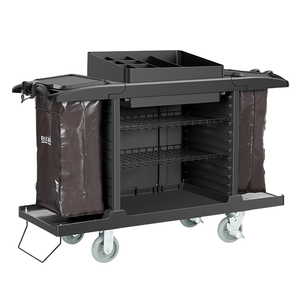 Chariot de <span class=keywords><strong>service</strong></span> et de nettoyage BAIYUN CLEANING AF08172A gris et jaune en PP avec deux portes pour le <span class=keywords><strong>service</strong></span> en chambre d'hôtel et la zone de <span class=keywords><strong>service</strong></span> des boissons - Product Image 3