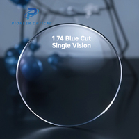 Verres de lunettes anti-lumière bleue en résine Pioneer Optical 1.56 1.60 1.67 1.74, verres unifocaux anti-lumière bleue HMC UV420
