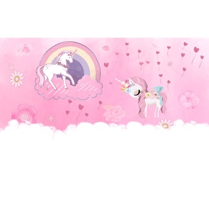 Papel Tapiz 3D Impermeable con Unicornios Rosas para Niñas, Decoración del Hogar - Product Image 5