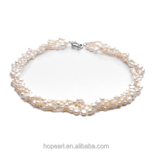 FPN69-collar de perlas para mujer, joyería de perlas blancas de agua dulce, collar trenzado de cuatro hebras - Product Image 1