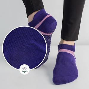 Haute qualité 200 aiguille éponge coton peigné antidérapant Yoga chaussettes femmes sol anti-dérapant Pilates Trampoline Fitness cheville chaussettes - Product Image 3