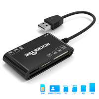 Lector de Tarjetas de Memoria Múltiple Rocketek 6 en 1 USB MMC MS M2, Lector de Tarjetas Inteligentes con Chip SIM para Identificación Gubernamental