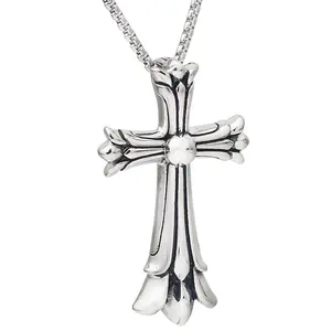 High Quality Father's Day Gift Hot Surgical Stainless Steel Casting Crucifix Jewelry Necklace Pendant Cross for Men Charms Chain