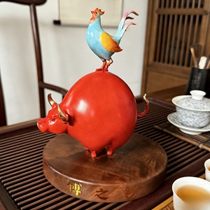 วัวกระทิงเปลี่ยนกระแสแห่งโชคชะตา ไก่แจ้นำความโชคดี ประติมากรรมชิ้นนี้แกะสลักและหล่อขึ้นรูปโดยโบจิยี - Product Image 3