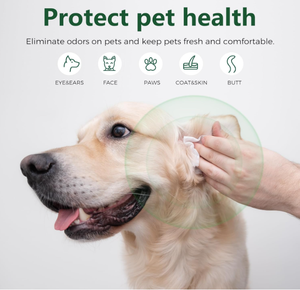 Pembersih mata dan telinga hewan peliharaan, ramah lingkungan dan penghilang bau menggunakan tisu perawatan basah anjing peliharaan - Product Image 4