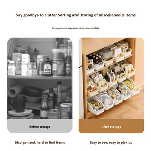 Boîte de rangement en plastique avec roulettes, <span class=keywords><strong>organisateur</strong></span> <span class=keywords><strong>d</strong></span>'<span class=keywords><strong>épices</strong></span> extractible pour la cuisine à domicile, design moderne - Product Image 2