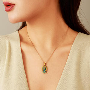 Collar de Moda con Colgante de Cartas del <span class=keywords><strong>Tarot</strong></span> Elípticas, Chapado en Oro de 18K, Acero Inoxidable, Cadena para Clavícula - Product Image 2