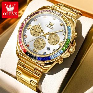 2939 Montre de sport multifonctionnelle en acier inoxydable avec logo personnalisé OEM, montre à quartz étanche avec diamants pour homme - Product Image 1
