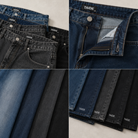 TaiDe OEKO-TEX 13oz Bol Paça Düz Kesim Kot Pantolon 4 Renk Düz Yıkanmış Denim Bilek Logosu İşlemeli Özel Logo OEM ODM Toptan Erkek