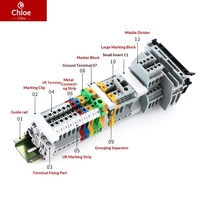 Conector de Unión de Bloque de Terminales de Alimentación con Fijación de Borde de Sellado de Riel Guía C45 y Hebilla de Sujeción, Enchufe de Plástico E/UK, OEM ODM