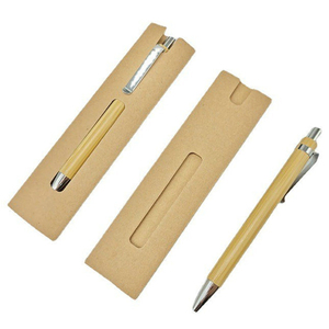 Stylo à bille rétractable en bambou durable et réutilisable - Product Image 4