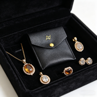 Pochette de luxe en cuir PU, mini, petite, à rabat, avec fermeture à bouton-pression, pour bijoux, bagues, cadeaux