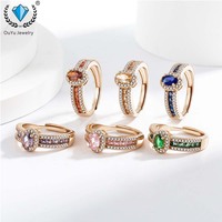 Bague de luxe élégante en forme ovale avec zircon, micro-serti, double rangée de zircon, bague de pont, haute qualité, plaquée or rose, en laiton