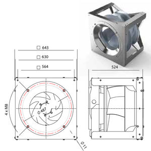 Ventiladores Radiales de Accionamiento Directo Nicotra Gebhardt PA-C50-LM56-C0000 643*630mm 480V IE6, Ventiladores HVAC, Ventiladores Centrífugos, Ventilador COPRA con Enchufe EC - Product Image 2