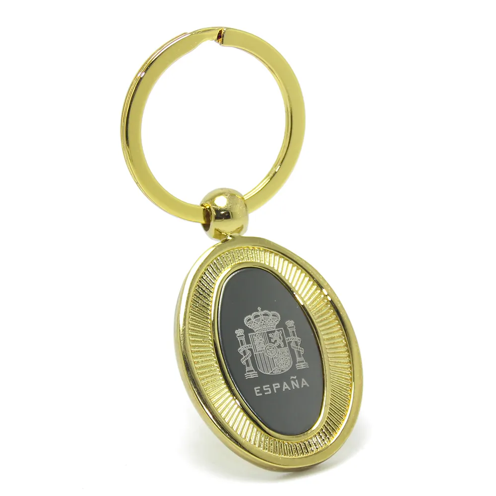 Cadeaux d'Espagne Porte-clés en or Bague Espana Porte-clés de voyage Promotion Cadeaux touristiques Porte-clés Espagne en métal personnalisé Souvenir