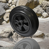 Roue plate noire en polypropylène anti-crevaison et pneu en caoutchouc massif 160 mm (6 pouces) compatible avec chariot de manutention et chariot de remorquage