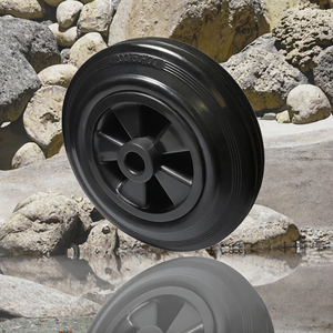 Black Flat Free Polypropylene Wheel & Solid <b>Rubber</b> Tyre & <b>Roller</b> 160mm 6 Inch Fits Trailer Jockey Hand Trolley - Product Image 3