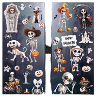 Autocollants de fenêtre d'Halloween BBLIKE de haute qualité, 9 feuilles, motifs mignons de sorcières, squelettes et fantômes, en PVC, pour décorations de fête et de jeu de laitonnière