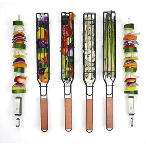 Panier de cuisson portable C341 en acier inoxydable antiadhésif avec poignée en bois pour barbecue – Vente en gros - Product Image 6