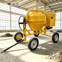 Mezcladora de Concreto Portátil con Motor Diésel de Alto Rendimiento, 4 Ruedas, Remolcable, con Volante Manual
