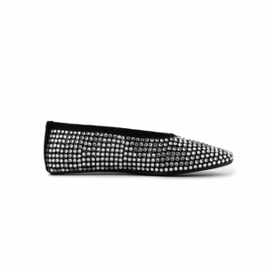 Nuovi arrivi Fashion Women Black Mesh Casual di lusso con strass punta rotonda da ragazza scarpe basse con diamanti - Product Image 4